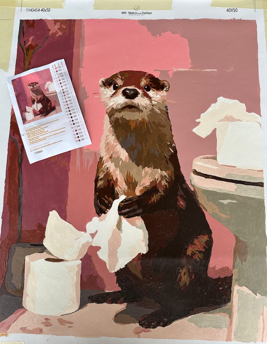 Customer photo review of Malen nach Zahlen - Otter auf der Toilette