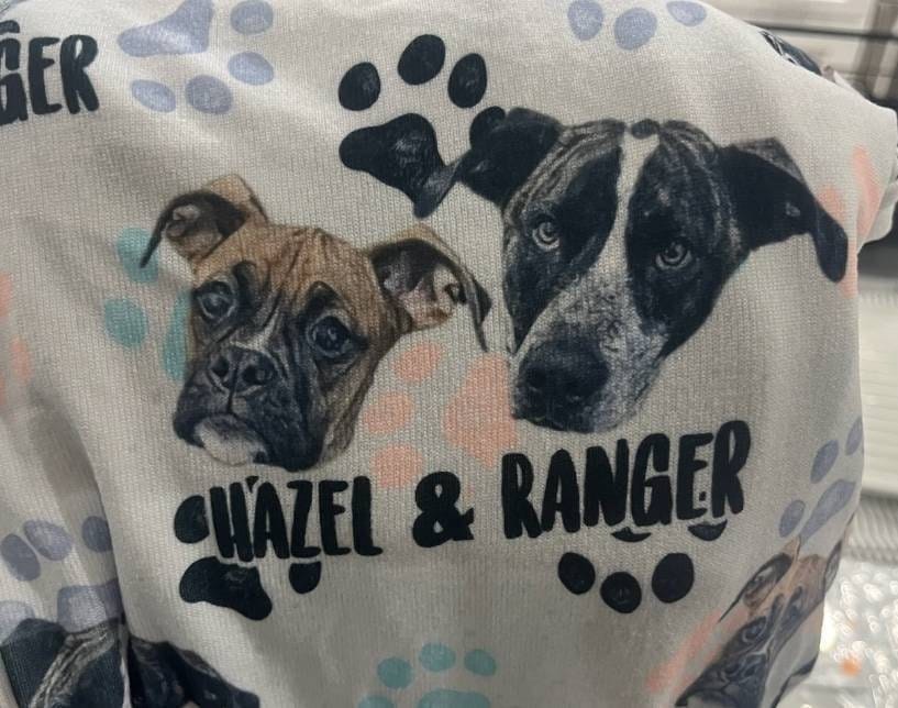 Customer photo review of Custom Paw Deaign Pet Portrait Pajama Pants: Personalized Dog or Cat Photo