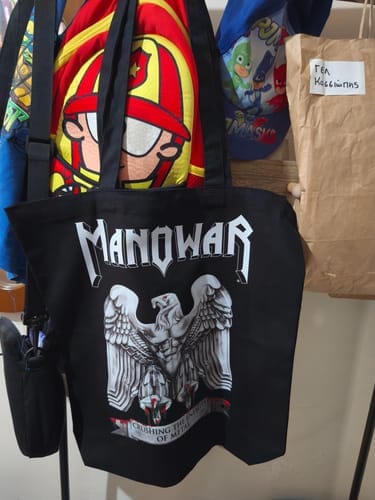 Customer photo review of MANOWAR BATTLE HYMNS TOTE BAG