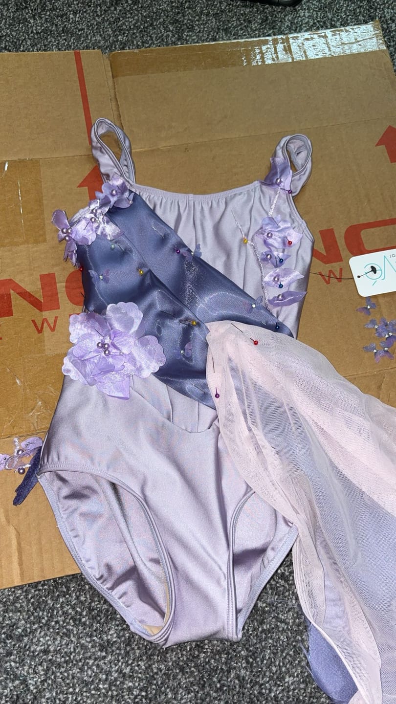 Customer photo review of Lavender 3D Flower Beaded Lace Mesh