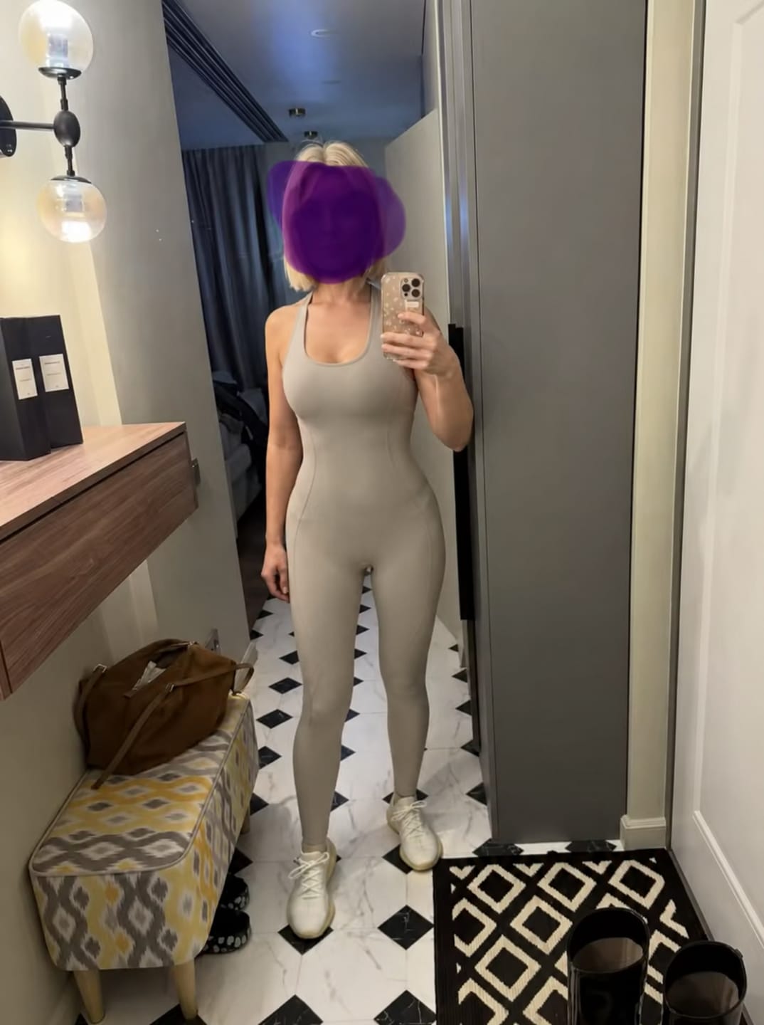 Customer photo review of Women’s Sculpting Workout Jumpsuit – Contour Lift