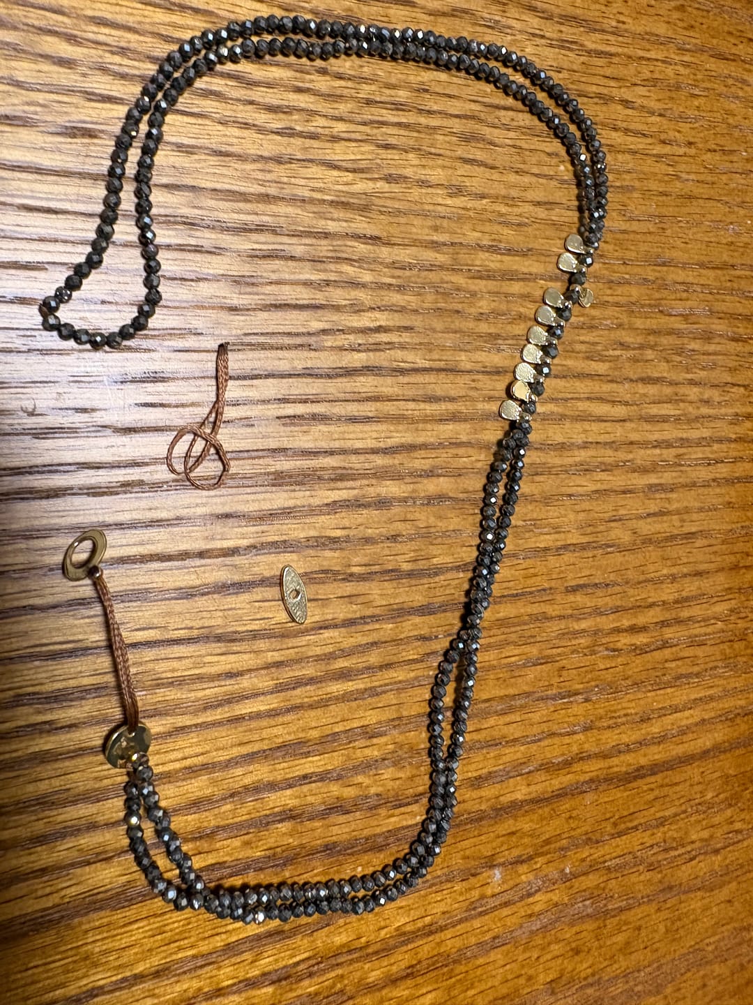 Customer photo review of Bohemian Soulbound Double-Layer Necklace – Faceted Pyrite Beads