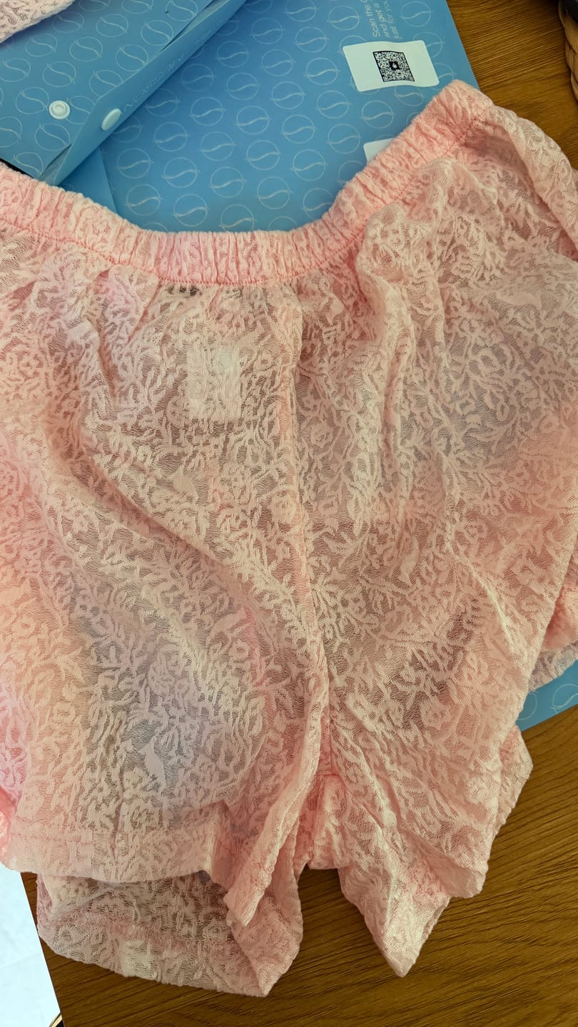 Customer photo review of Blush Pink Lace Shorts