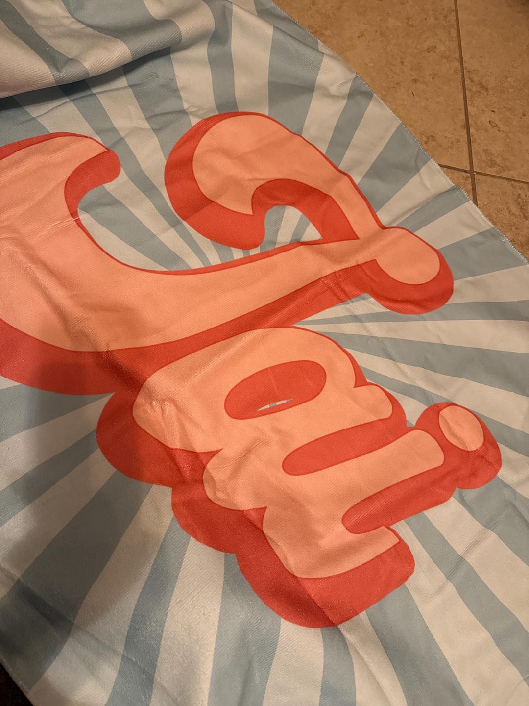 Customer photo review of Personalized Retro Beach Towel: Groovy Custom Name Bath Towel