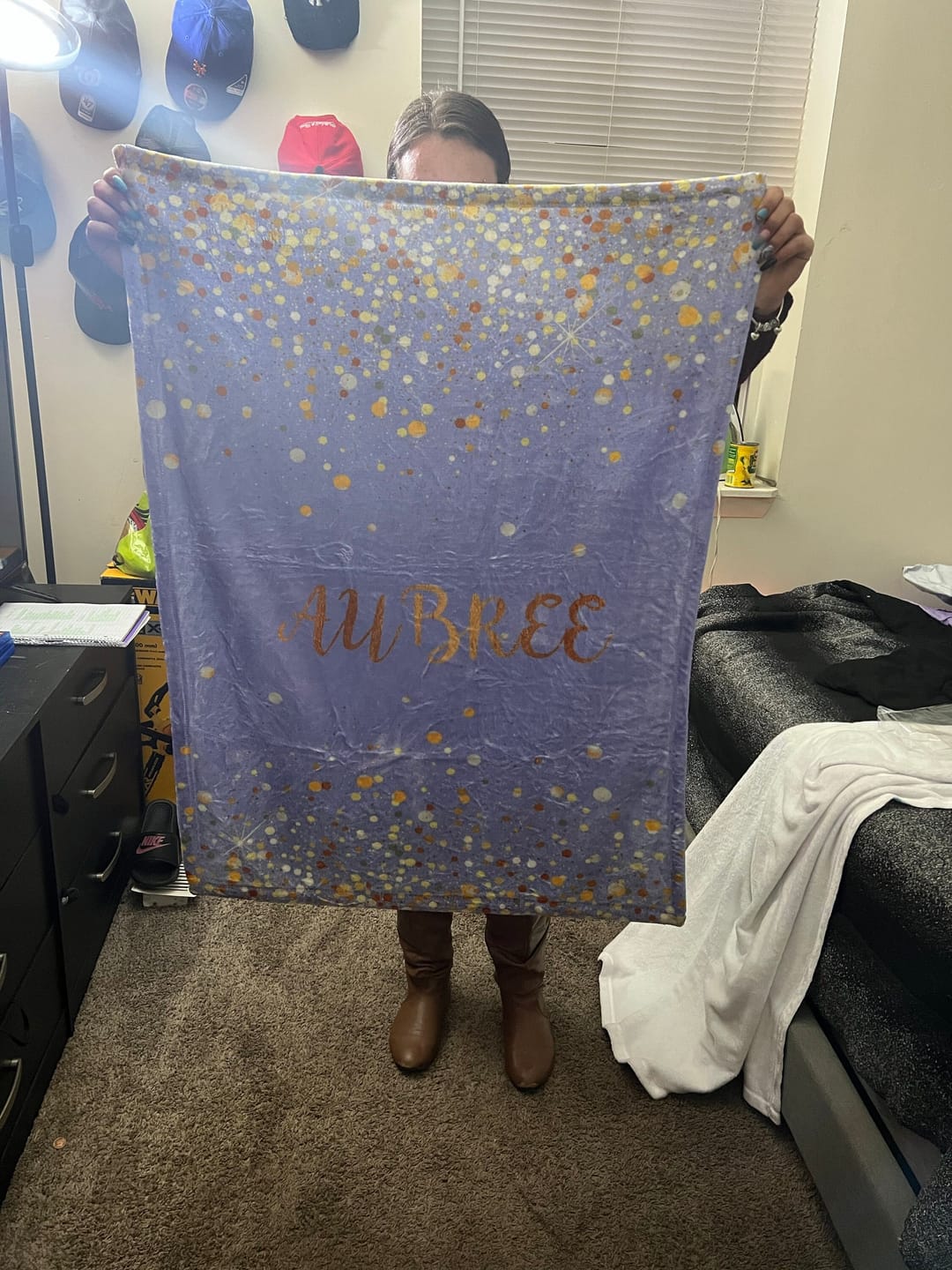 Customer photo review of Personalized Gold Glitter Style Blanket, Custom Minky Fleece Blanket
