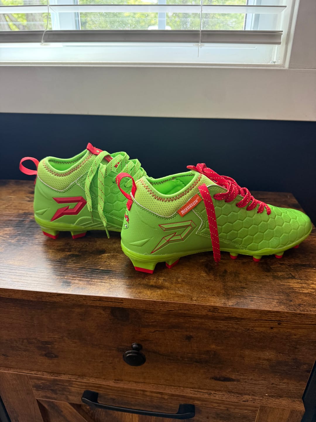 Customer photo review of Ninja Turtles: Raphael Football Cleats – Quantum Speed 2.0 by Phenom Elite