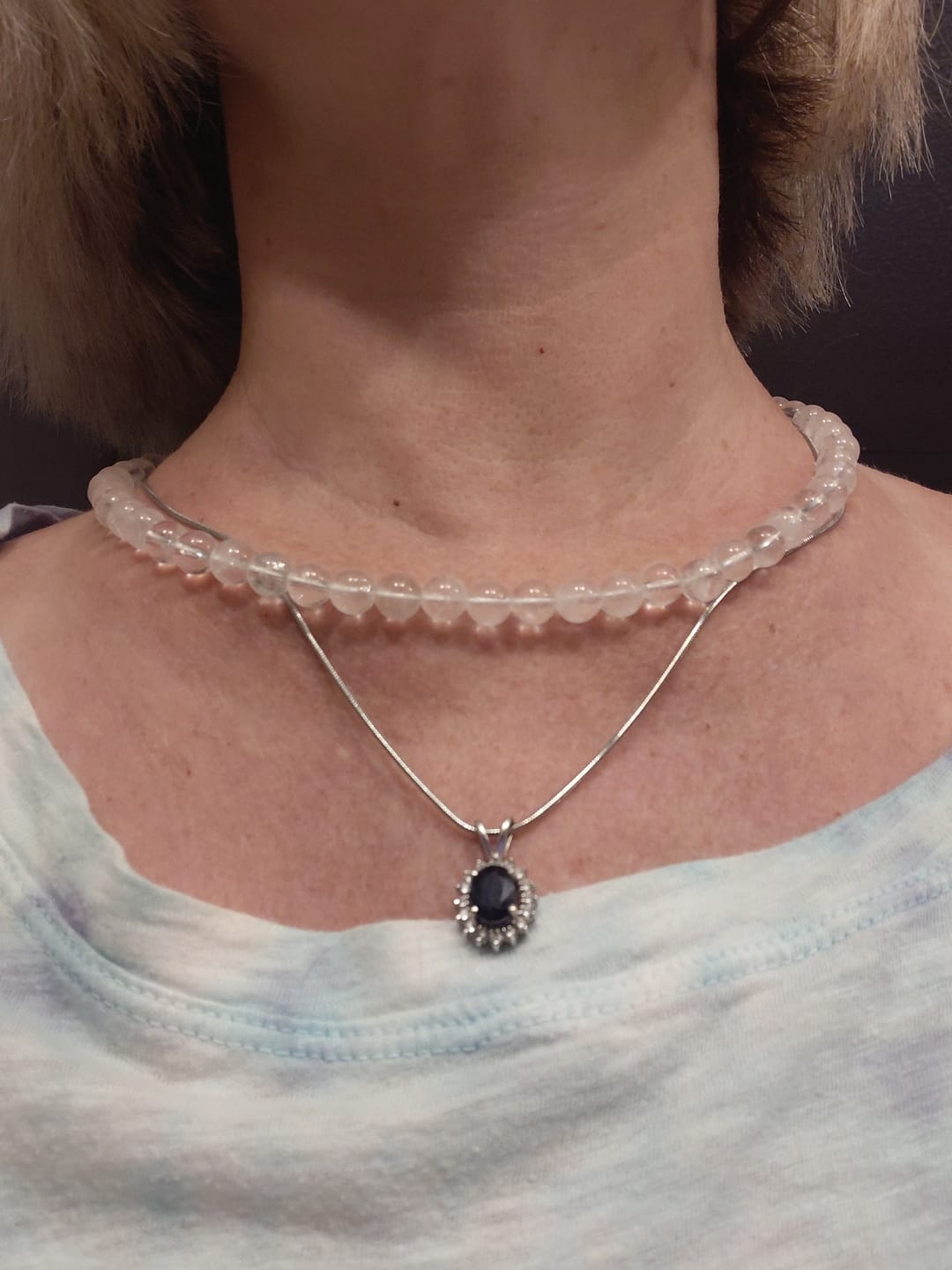 Customer photo review of Clear Quartz Beaded Necklace