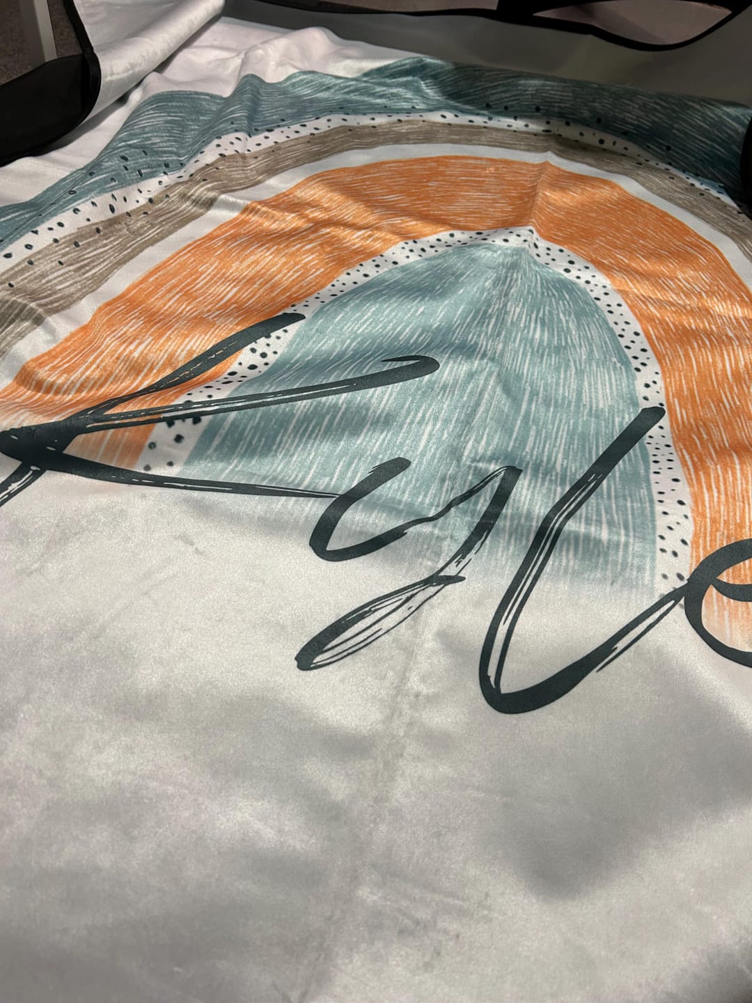 Customer photo review of Personalized Water Repellent Picnic Blanket - Made in USA (59"x50")