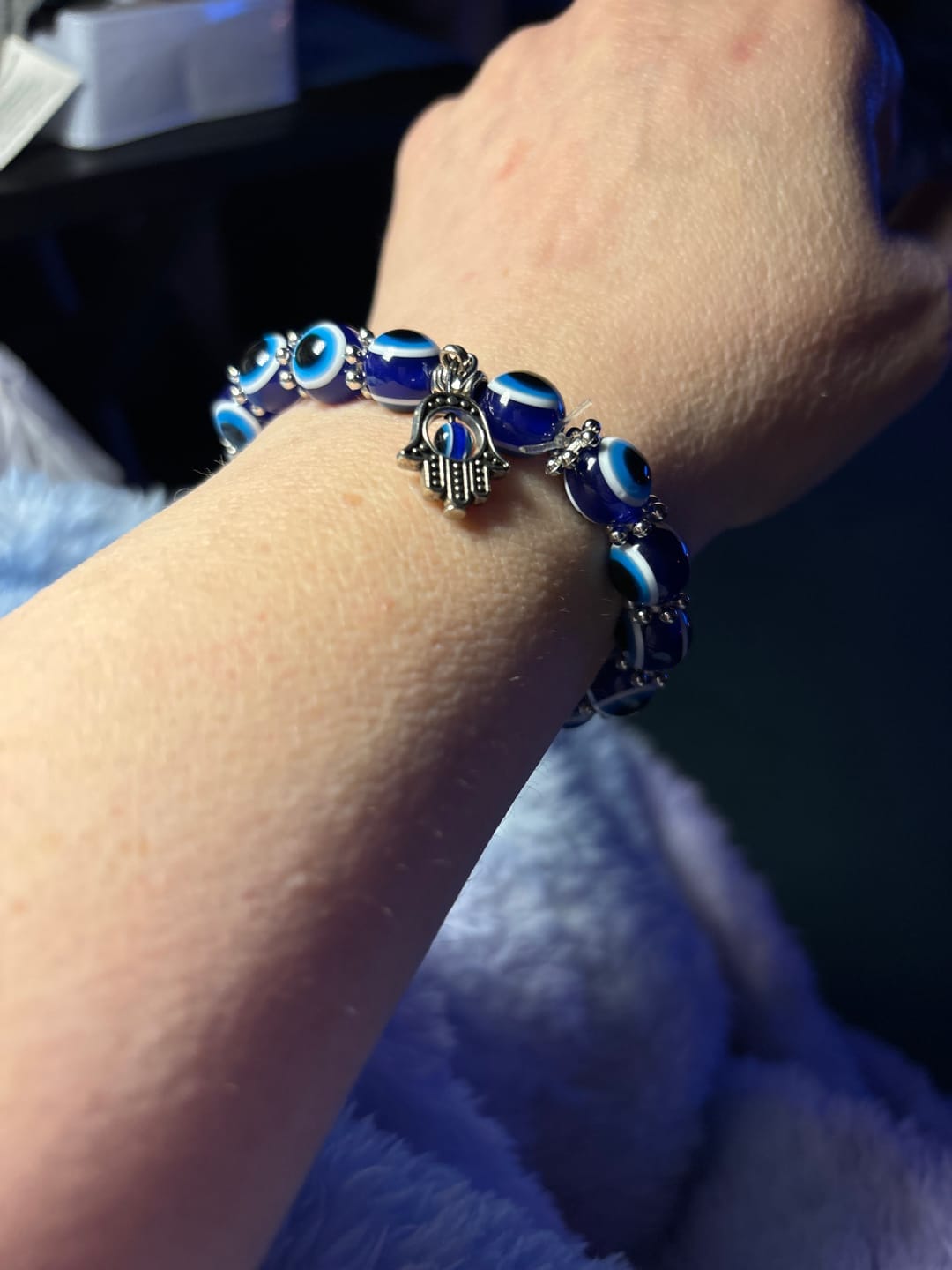 Customer photo review of FuAttract Protection Luck & Balance Hamsa Hand Evil Eye Charm Spiritual Bracelet