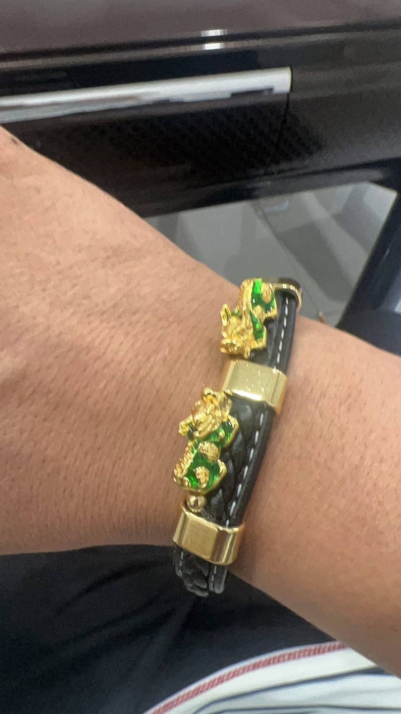 Customer photo review of FREE Today: Success & Protection Double Pixiu on Black Leather Bracelet