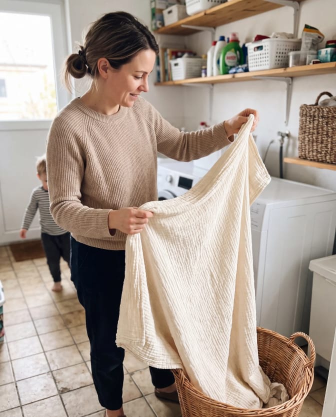 Customer photo review of MUSSELO Musselin-Decke