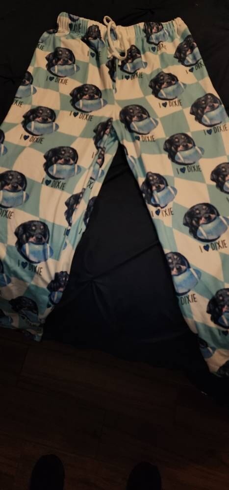 Customer photo review of Custom Pet/Person Portrait Pajama Shorts: Personalized Dog Photo Pants