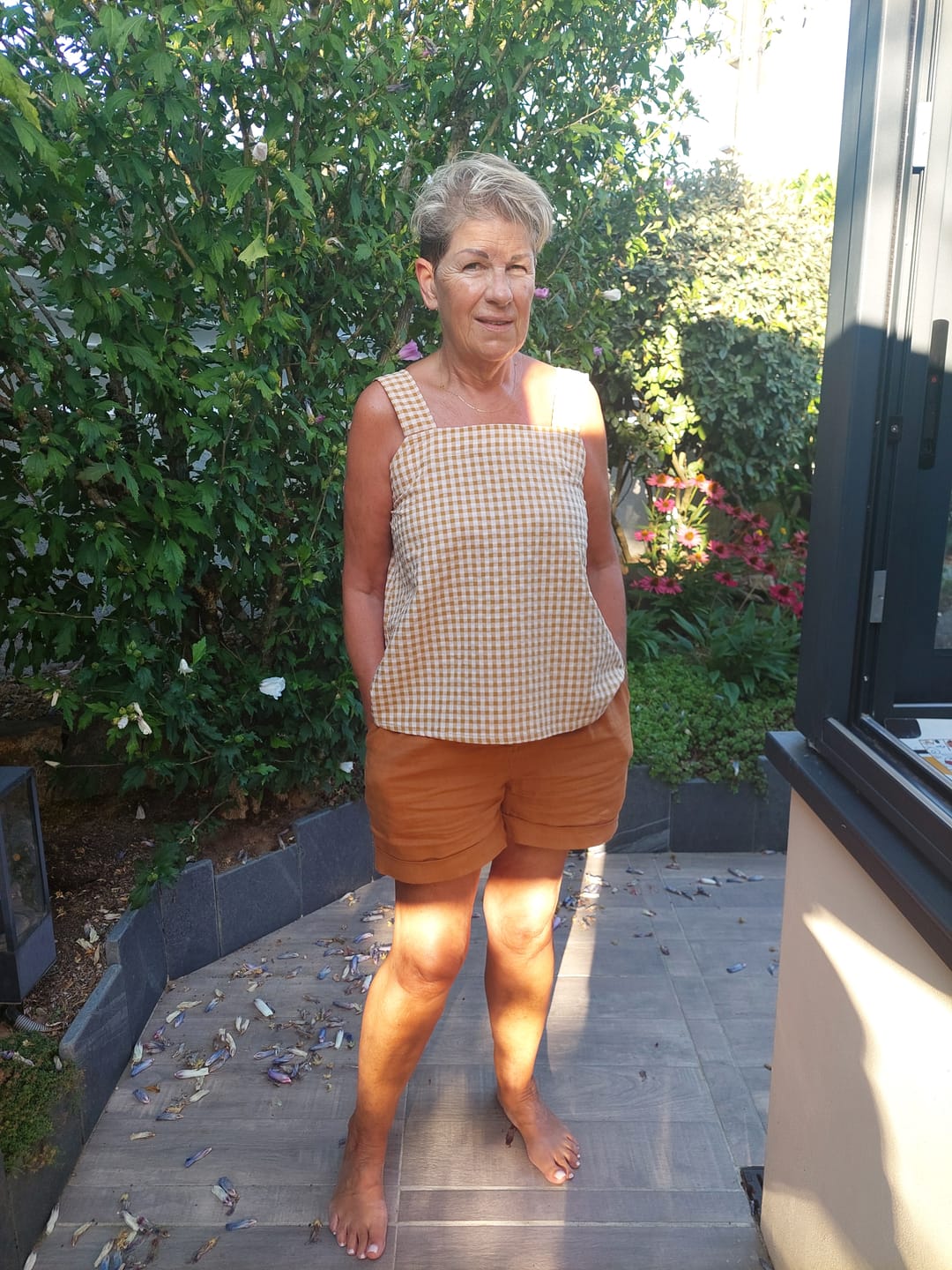Customer photo review of Blouse Florence – Seersucker de coton vichy ocré