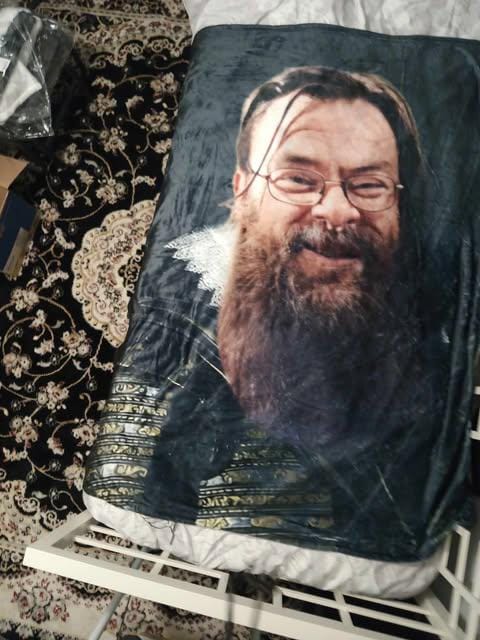 Customer photo review of Custom Royal Portrait Blanket: Personalized Renaissance Minky Blanket (50x60)