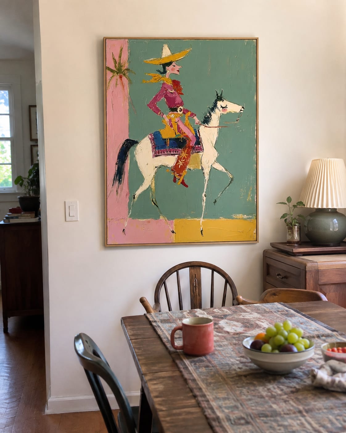 Customer photo review of Sage Gallop-Colorful Cowgirl White Horse Painting