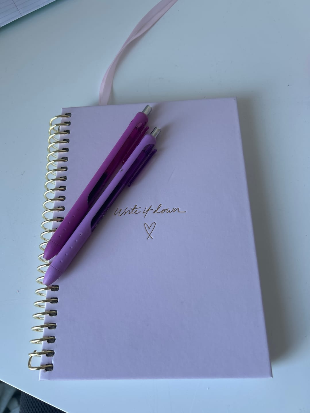Customer photo review of 'Write it Down' A5 Notebook - Blush + Gold Spiral