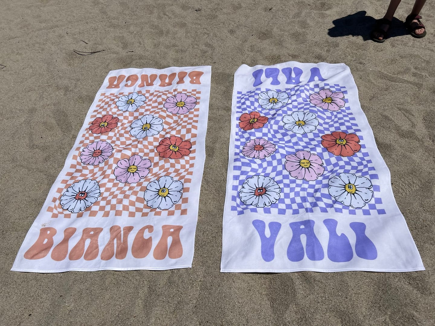 Customer photo review of Retro Floral Personalized Beach Towel: Custom Name Vacation Gift