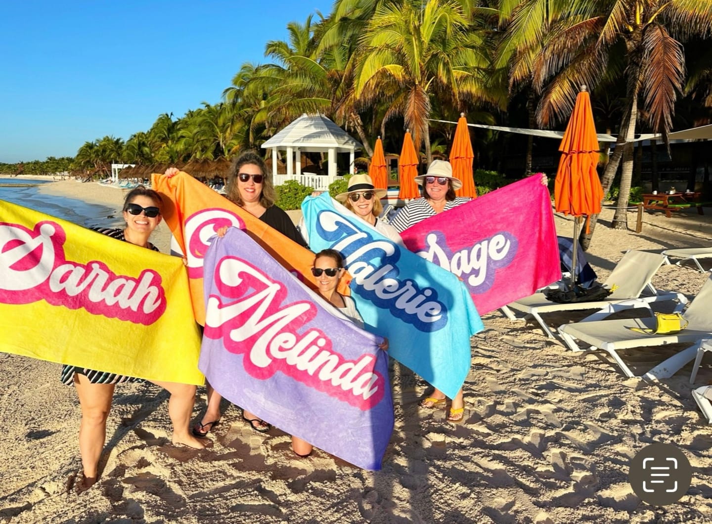Customer photo review of Personalized Retro Beach Towel: Custom Name, Vacation Gift