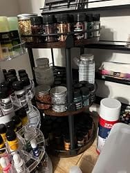 Customer photo review of 3-Tier Rotating Spice Rack Organizer – Carbon Steel 360° Turntable, Countertop Kitchen Storage