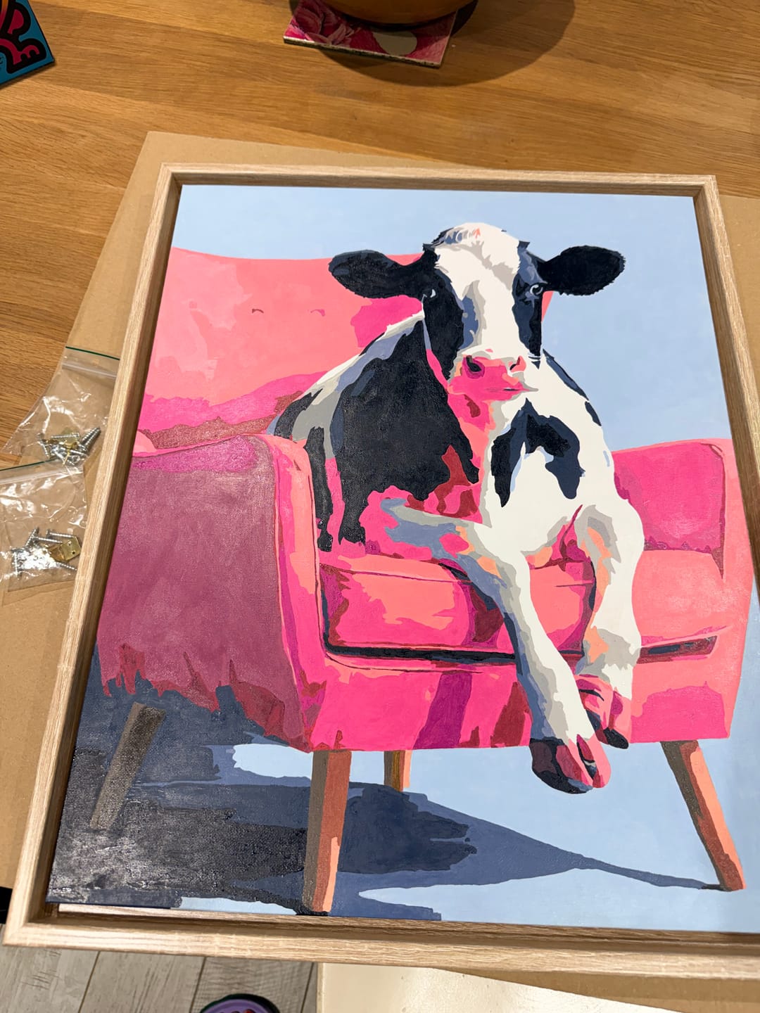 Customer photo review of Cow on Couch | Paint by Number