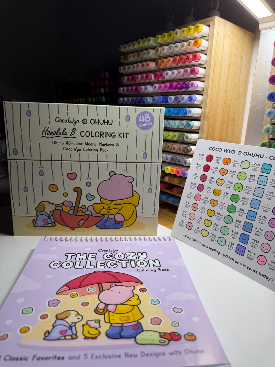 Customer photo review of Ohuhu x Coco Wyo Cozy Mood Coloring Kit, Honolulu B 48 Colors Alcohol Markers with Brush & Fine Dual Tips, Coloring Book with Mood Tracker Pages