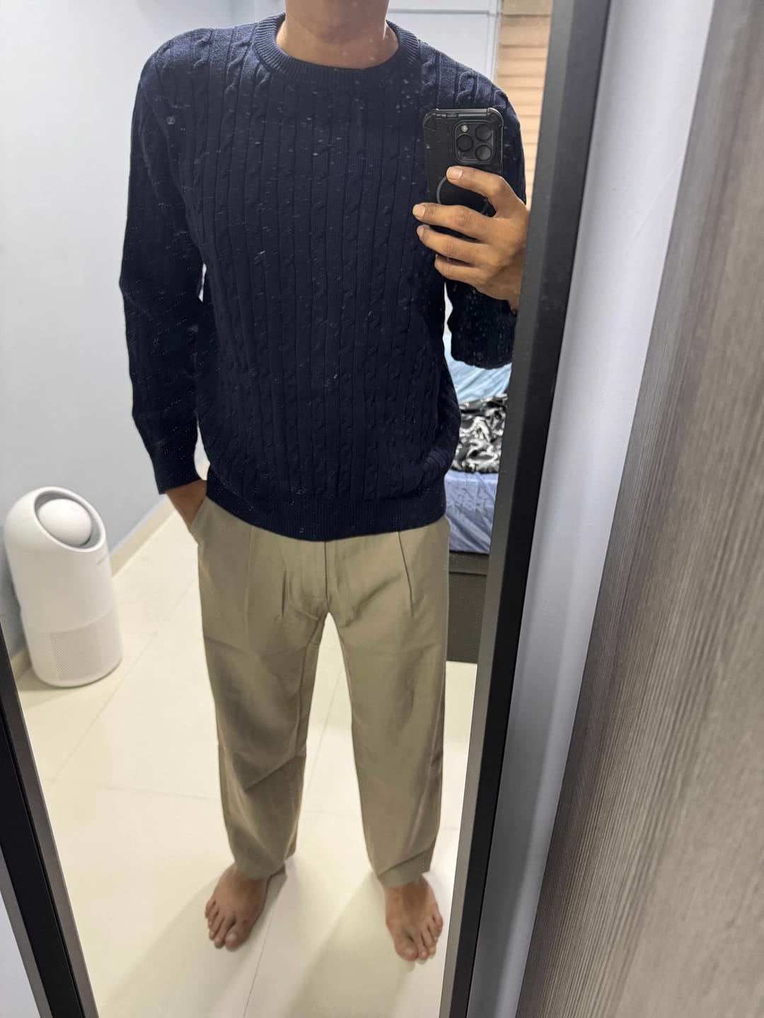 Customer photo review of Single Pleated Creasefree Work Trousers