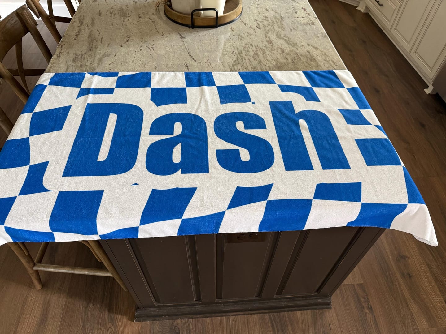 Customer photo review of Personalized Kids Hooded Towel: Retro Vans Checkerboard, Custom Name