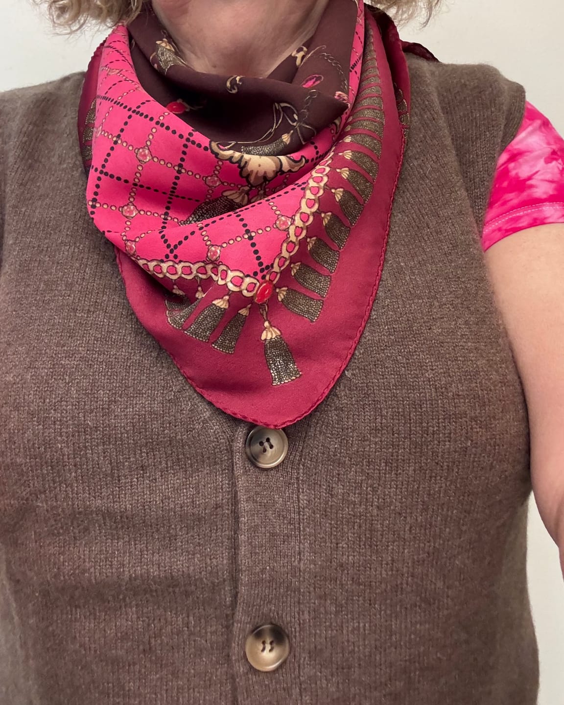 Customer photo review of Brand New Mocha Luxury Cashmere V Neck Waistcoat Large UK 16-18