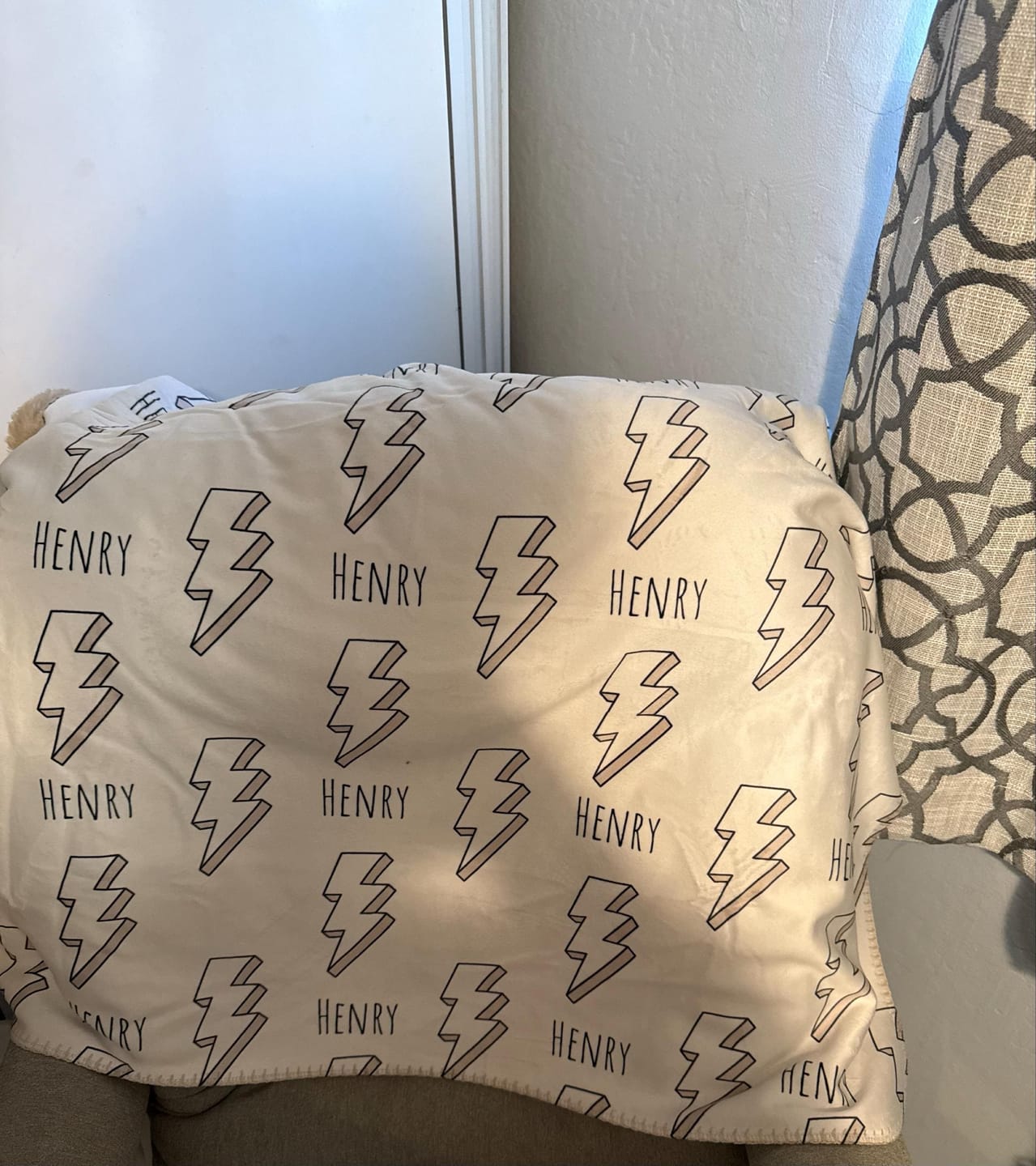 Customer photo review of Personalized Kids Minky Blanket: Custom Name, Soft Fleece or Sherpa