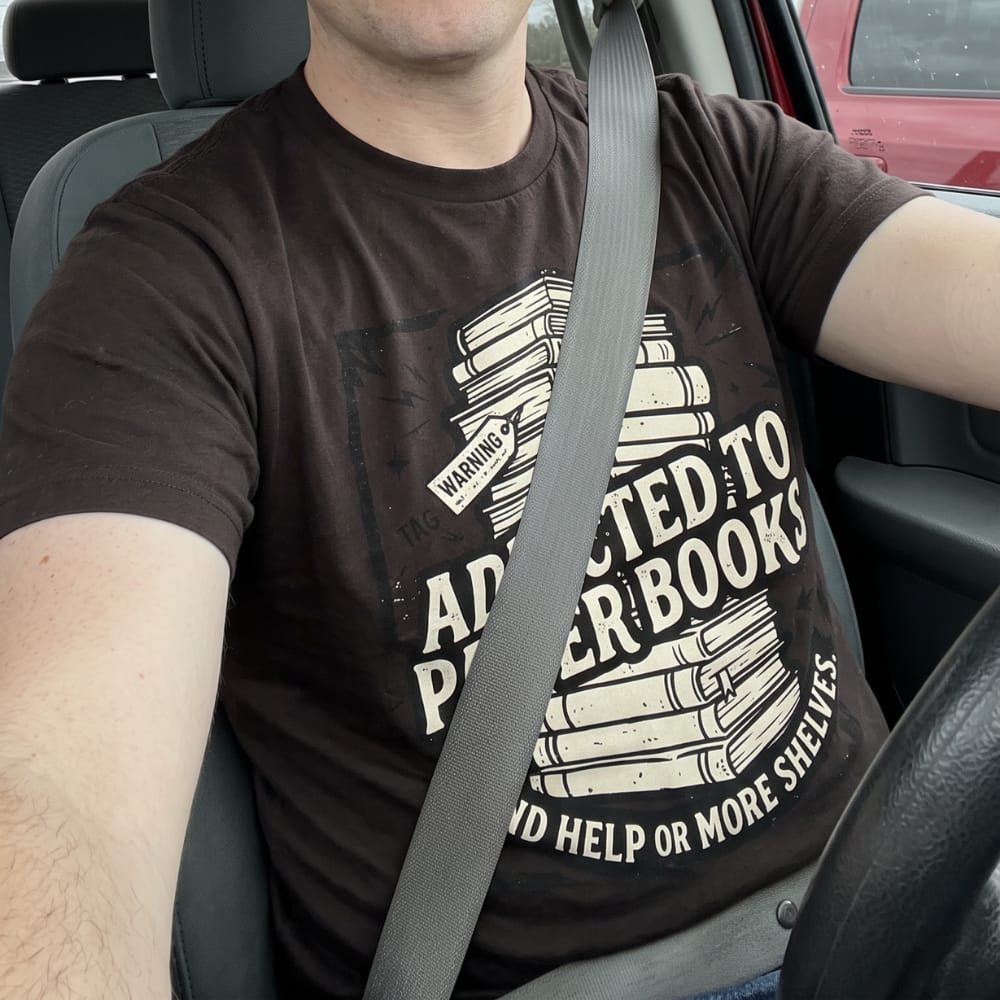 Customer photo review of Addicted To Paper Books T-Shirt