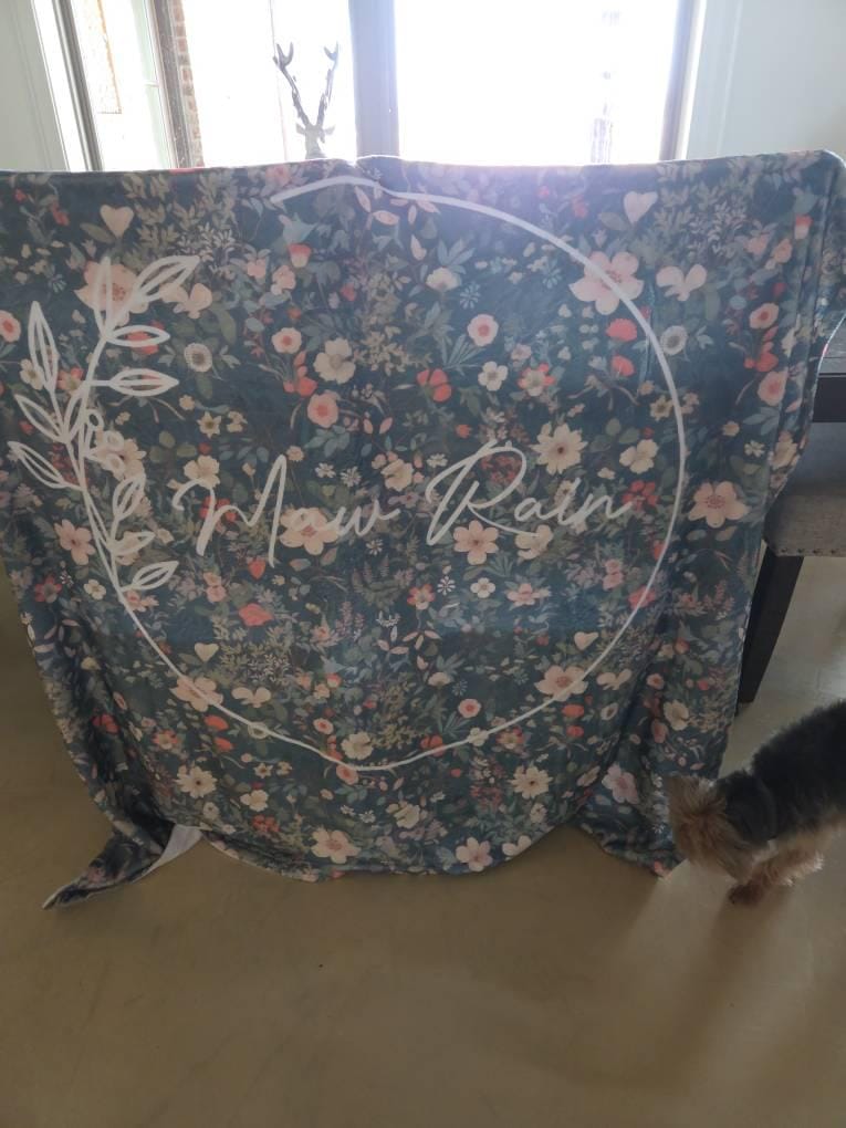 Customer photo review of Personalized Floral Blanket, Vintage Rustic Style, Custom Name Gift