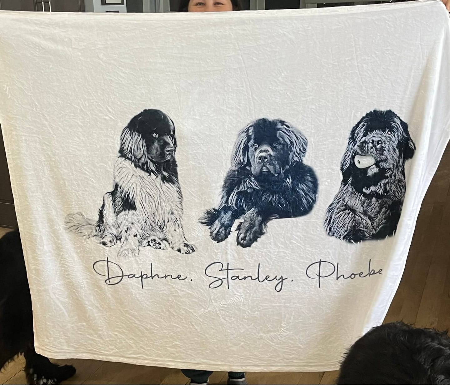 Customer photo review of Custom Pet Portrait Blanket: Personalized Dog or Cat Photo Blanket
