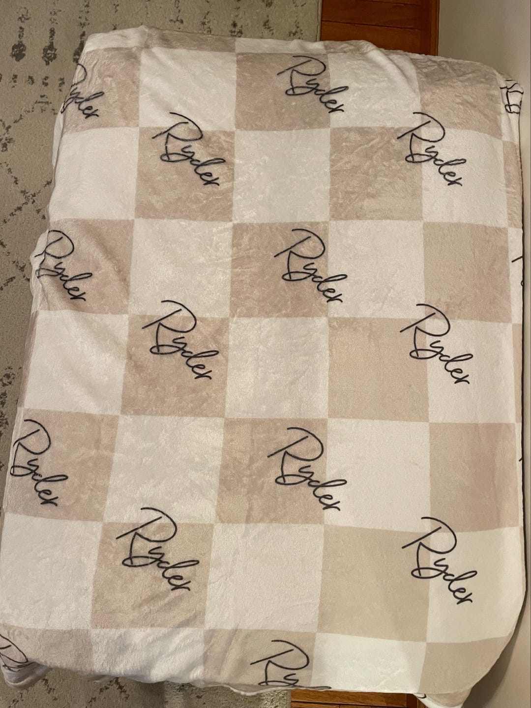 Customer photo review of Personalized Kids Minky Blanket: Custom Name, Soft Fleece or Sherpa