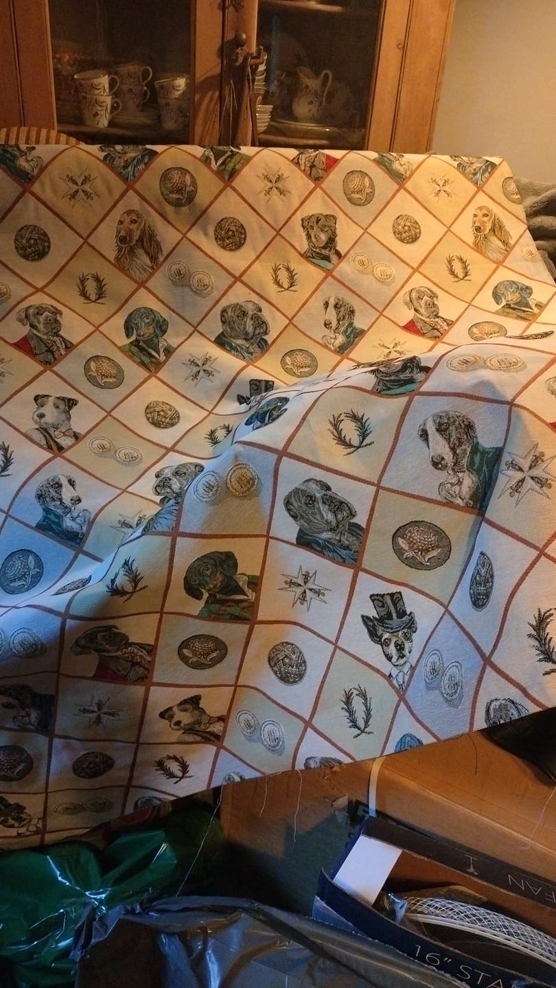 Customer photo review of Vintage Dogs Tapestry Fabric