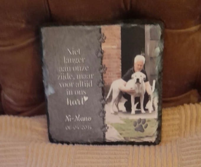 Customer photo review of Voor altijd in het hart - Gepersonaliseerde leisteen