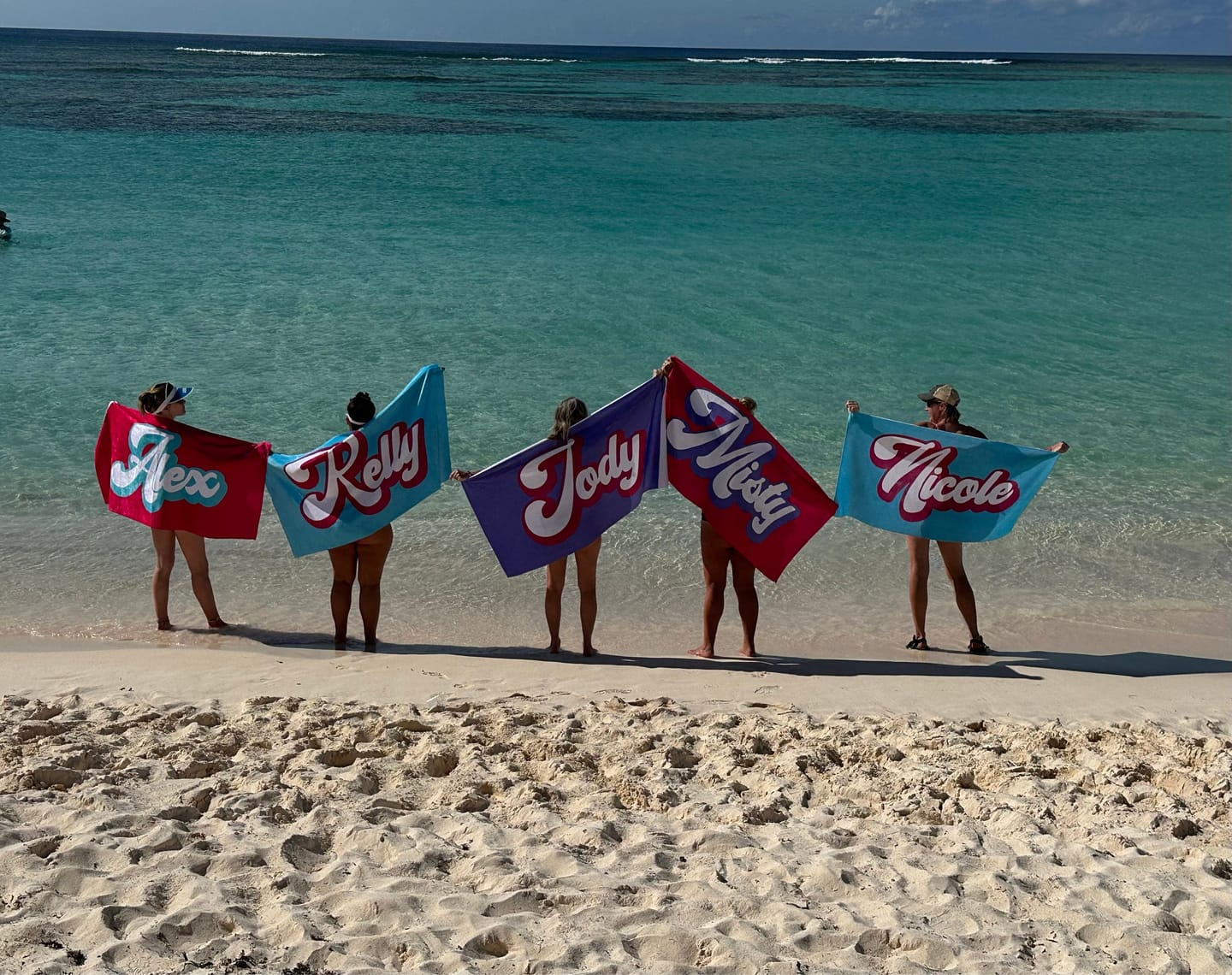 Customer photo review of Personalized Retro Beach Towel: Custom Name, Vacation Gift