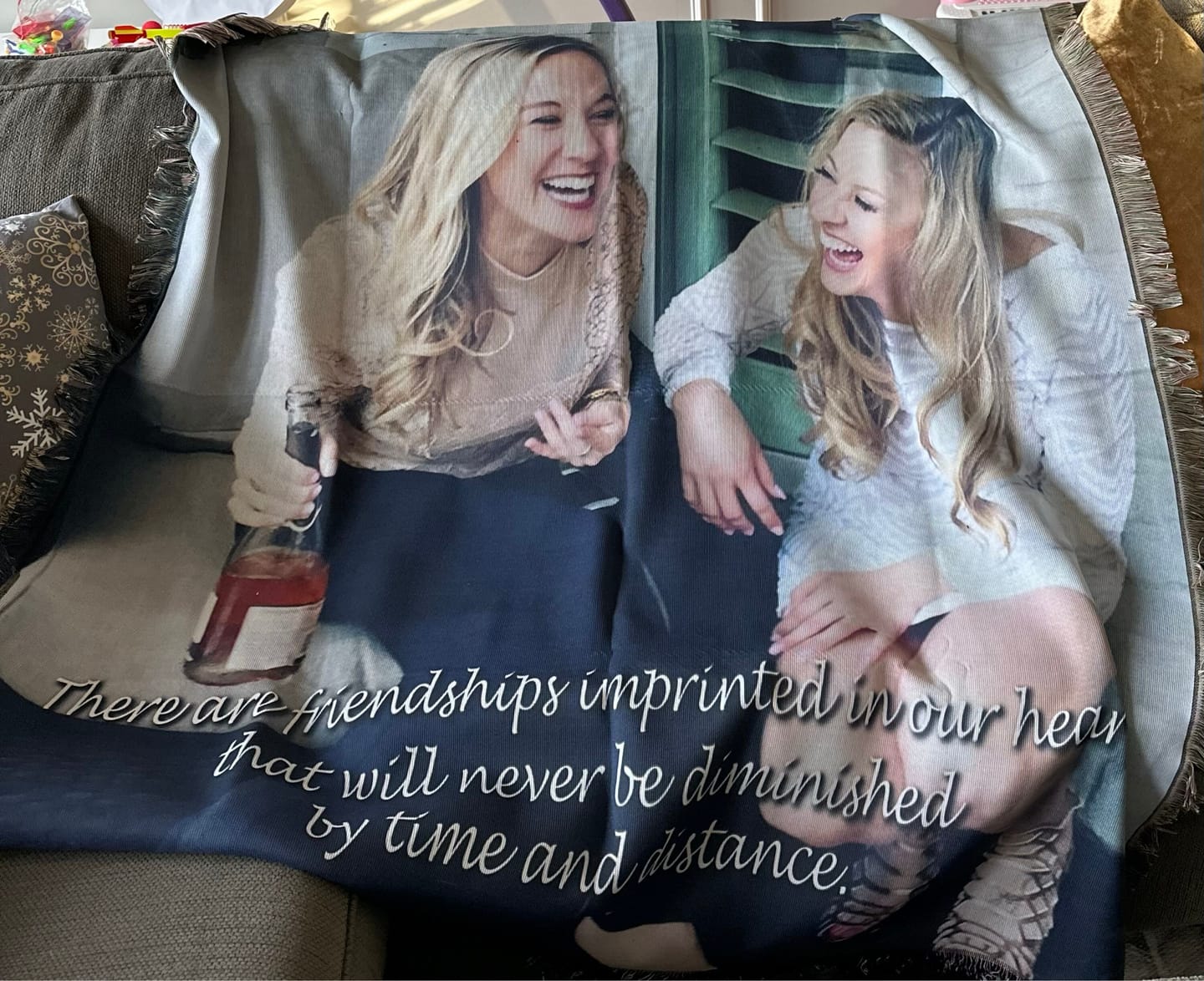 Customer photo review of Personalized Photo Woven Throw Blanket: Custom Letter Gift