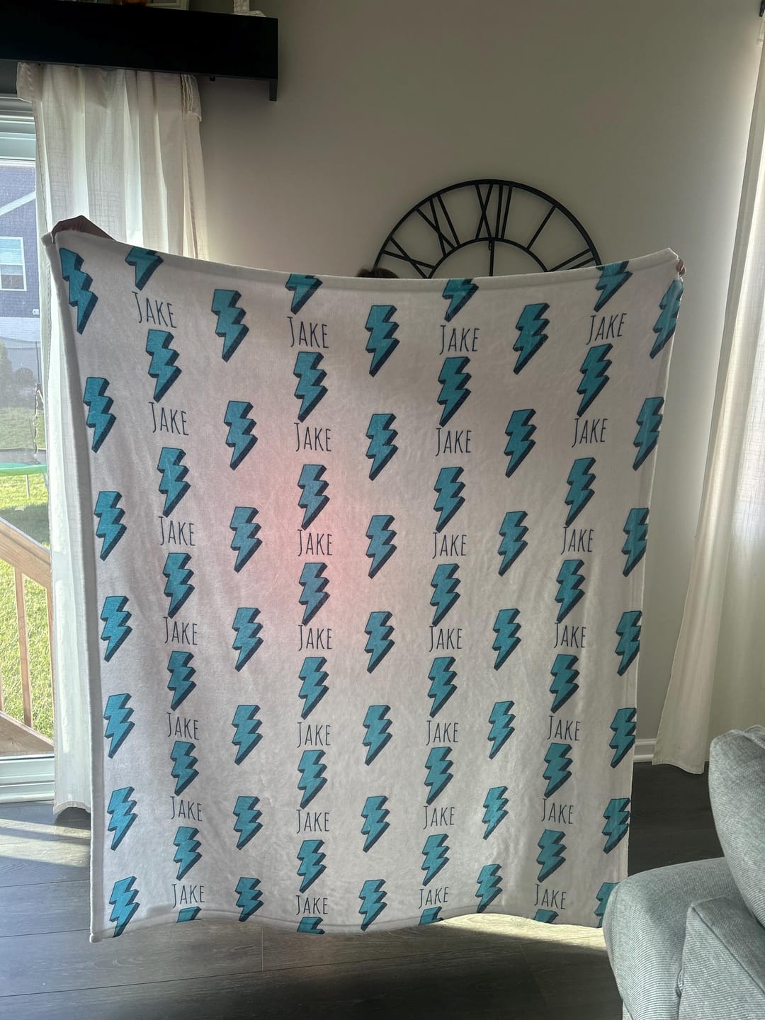 Customer photo review of Personalized Kids Blanket: Plush Minky or Sherpa Fleece, Custom Name