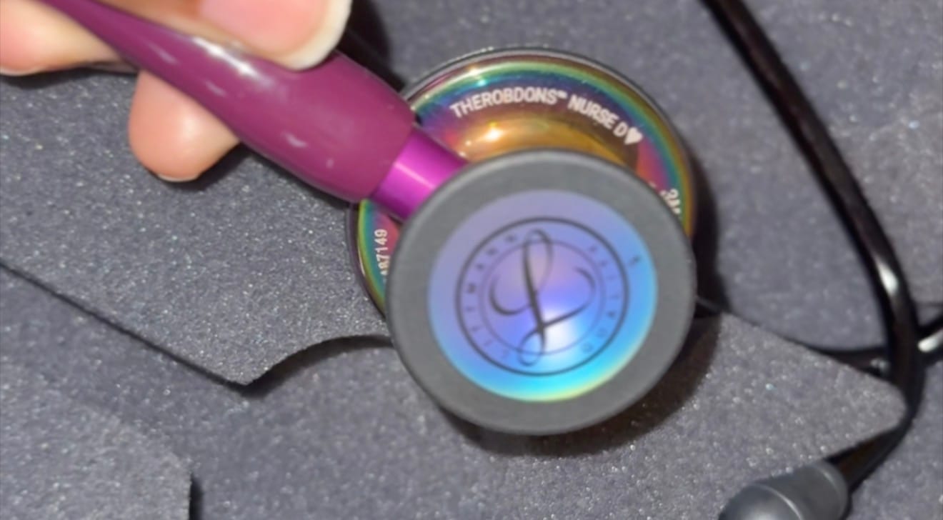 Customer photo review of Littmann Cardiology IV Diagnostic Stethoscope: High Polish Rainbow & Plum - Violet Stem 6239