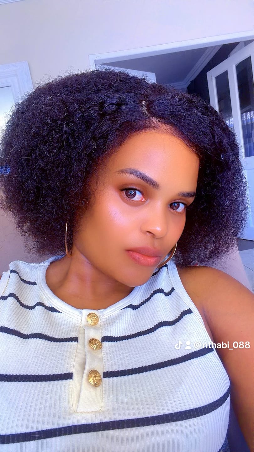 Customer photo review of 12 Jerry Curl Bob Wig- 13x4