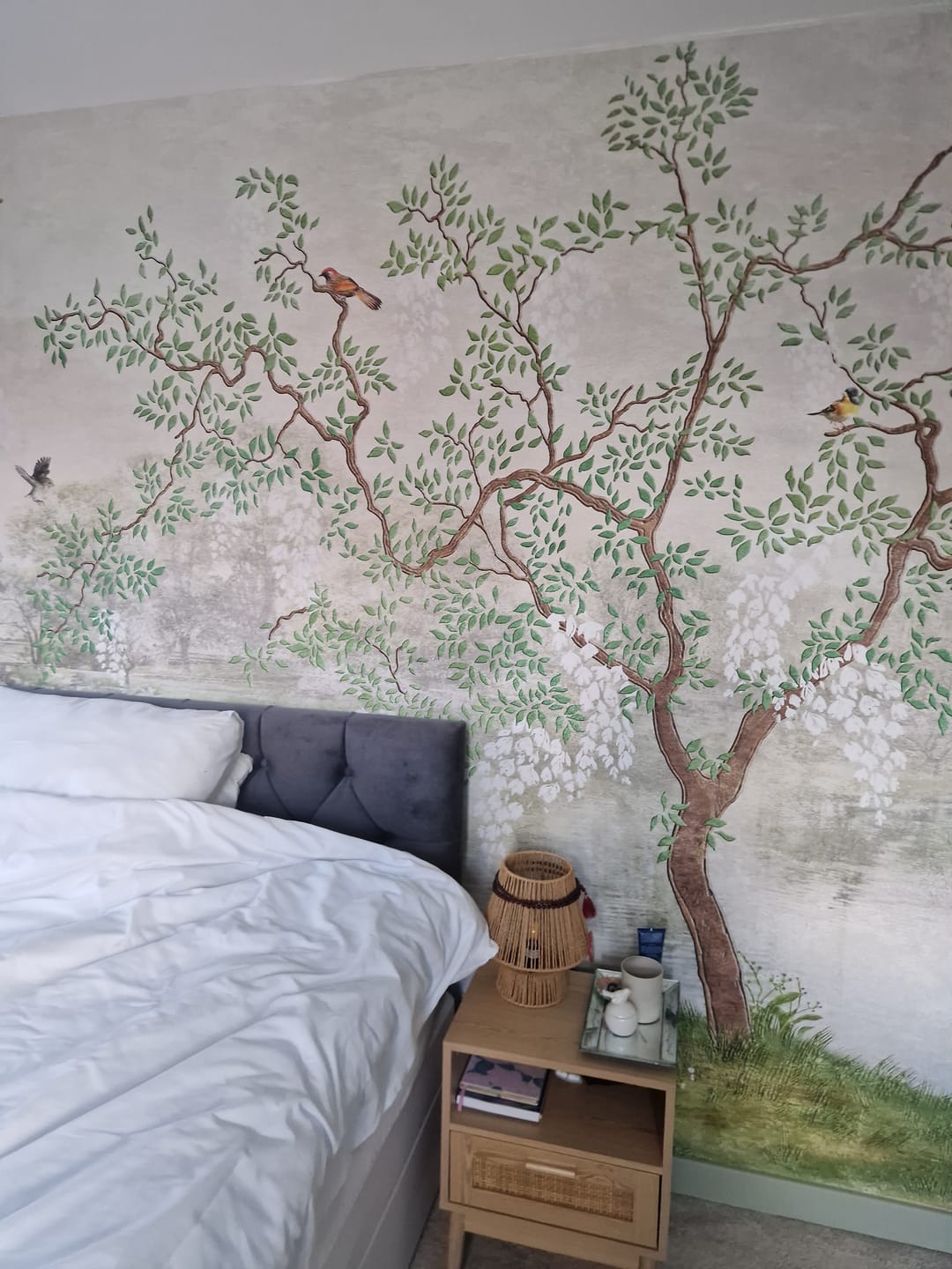 Customer photo review of Derous - Trees & Birds on a Lake Wallpaper Mural