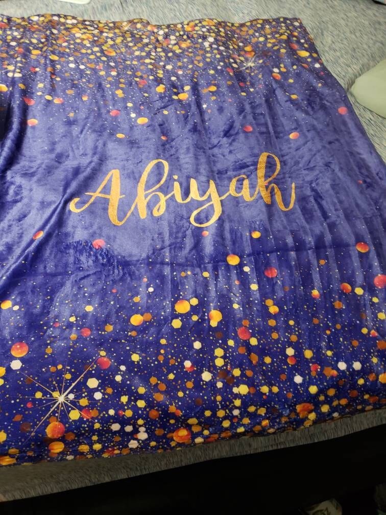 Customer photo review of Personalized Gold Glitter Style Blanket, Custom Minky Fleece Blanket