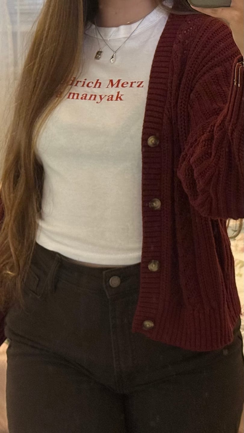 Customer photo review of Friedrich merz ya manyak Baby Tee
