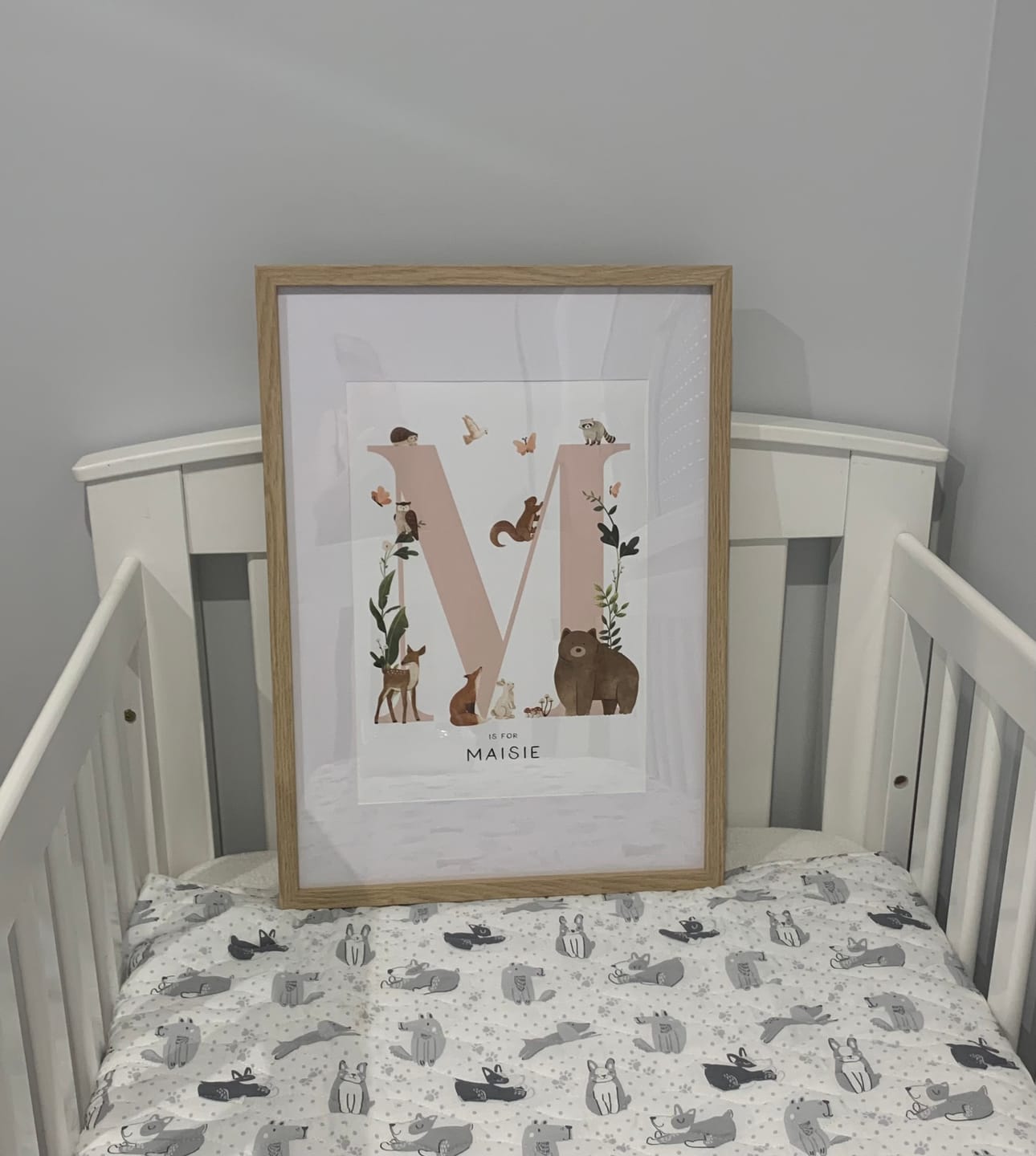 Customer photo review of Forest Animal Letter & Name Print