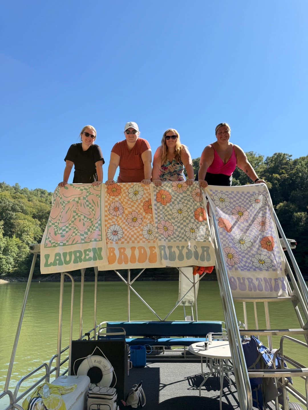 Customer photo review of Retro Floral Personalized Beach Towel: Custom Name Vacation Gift