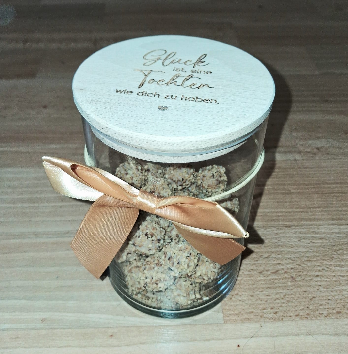 Customer photo review of Geschenkglas "Glück ist, eine Tochter wie dich zu haben"