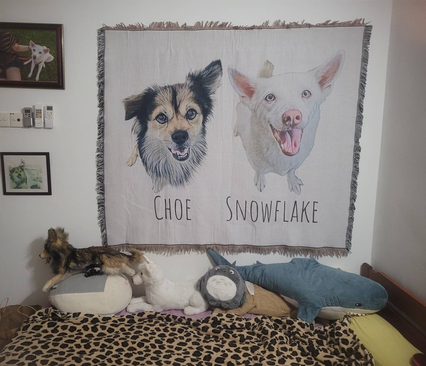 Customer photo review of Custom Pet Photo Tapestry Blanket: Woven Cotton Throw, Personalized Dog Gift