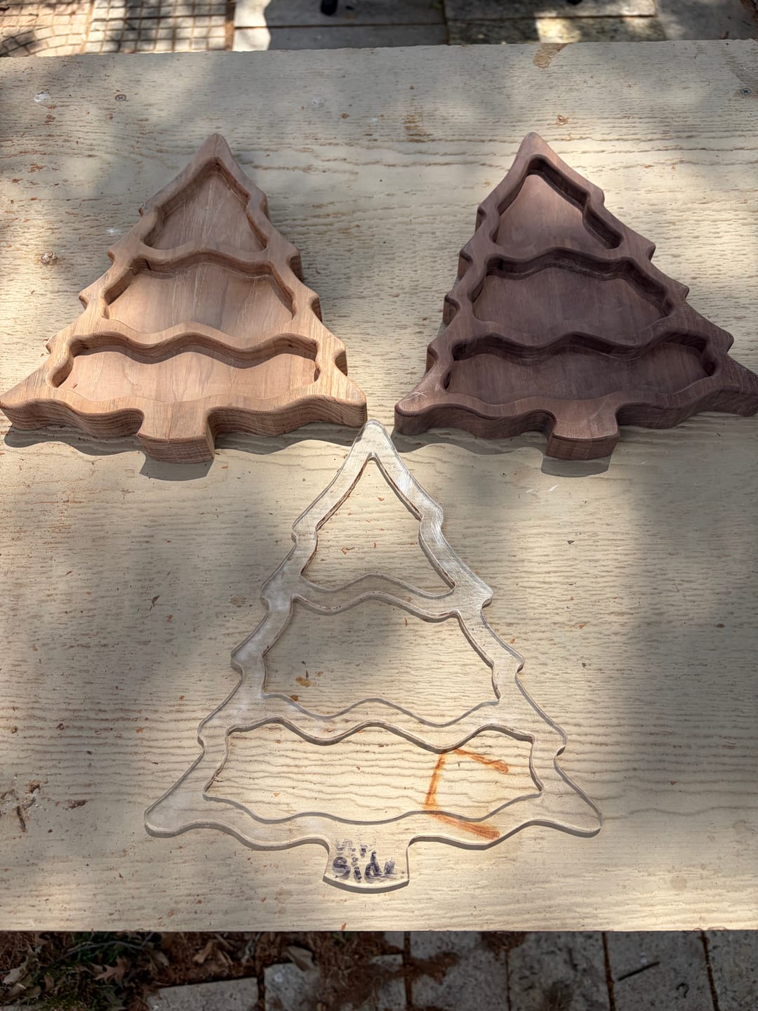 Customer photo review of 11.0x9.5" Christmas Tree Tray 2 Acrylic Router Template [Limited Edition]