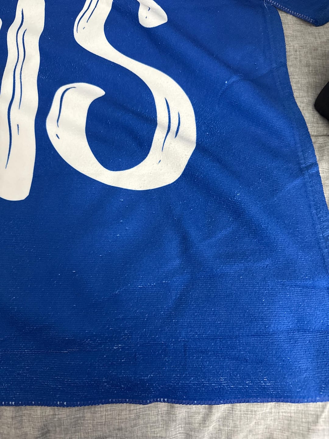 Customer photo review of Personalized Beach Towel: Bold Font Custom Name, Vacation Gift