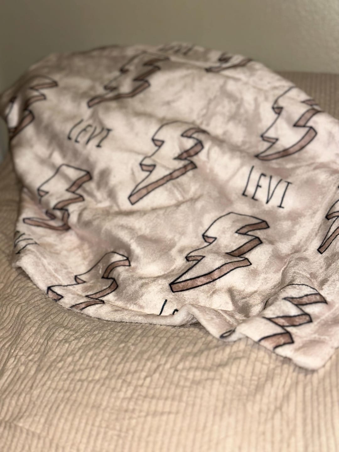 Customer photo review of Personalized Kids Minky Blanket: Custom Name, Soft Fleece or Sherpa